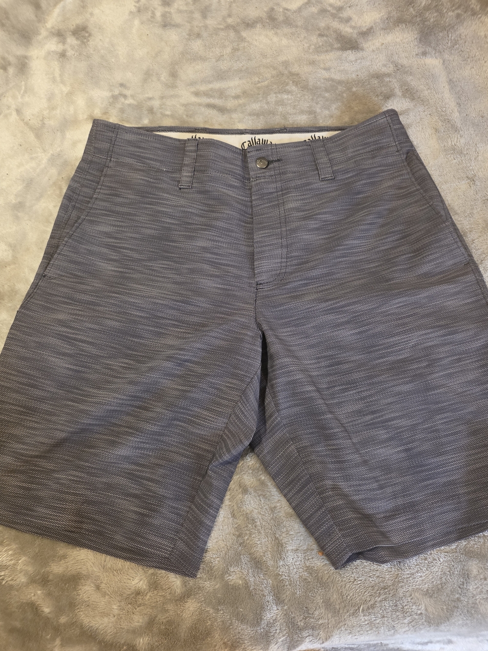 Callaway Men's Striped Light Gray Flat-Front Shorts